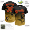 Maxcorners Custom Black Red-Old Gold Gradient Style Twinkle Star Two-Button Unisex Softball Jersey LM2605