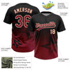 Maxcorners Custom Black Crimson-Cream Gradient Style Twinkle Star Two-Button Unisex Softball Jersey LM2605