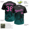 Maxcorners Custom Black Pink-Teal Gradient Style Twinkle Star Two-Button Unisex Softball Jersey LM2605