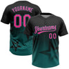 Maxcorners Custom Black Pink-Teal Gradient Style Twinkle Star Two-Button Unisex Softball Jersey LM2605