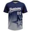 Maxcorners Custom Navy Gray-White Gradient Style Twinkle Star Two-Button Unisex Softball Jersey LM2605