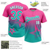 Maxcorners Custom Pink Aqua-White Gradient Style Twinkle Star Two-Button Unisex Softball Jersey LM2605