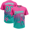 Maxcorners Custom Pink Aqua-White Gradient Style Twinkle Star Two-Button Unisex Softball Jersey LM2605