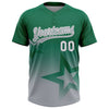 Maxcorners Custom Kelly Green Gray-White Gradient Style Twinkle Star Two-Button Unisex Softball Jersey LM2605