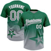 Maxcorners Custom Kelly Green Gray-White Gradient Style Twinkle Star Two-Button Unisex Softball Jersey LM2605