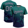 Maxcorners Custom Teal Gray-Navy Gradient Style Twinkle Star Two-Button Unisex Softball Jersey LM2605