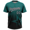 Maxcorners Custom Teal Gray-Black Gradient Style Twinkle Star Two-Button Unisex Softball Jersey LM2605