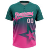 Maxcorners Custom Teal Pink-White Gradient Style Twinkle Star Two-Button Unisex Softball Jersey LM2605