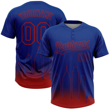 Maxcorners Custom Royal Red Philadelphia City Edition Gradient Two-Button Unisex Softball Jersey LM2605