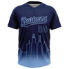 Maxcorners Custom Navy Light Blue Chicago City Edition Gradient Two-Button Unisex Softball Jersey LM2605