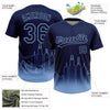 Maxcorners Custom Navy Light Blue Chicago City Edition Gradient Two-Button Unisex Softball Jersey LM2605