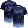 Maxcorners Custom Navy Light Blue Chicago City Edition Gradient Two-Button Unisex Softball Jersey LM2605