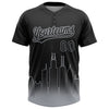 Maxcorners Custom Black Gray Chicago City Edition Gradient Two-Button Unisex Softball Jersey LM2605