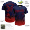Maxcorners Custom Navy Red Atlanta City Edition Gradient Two-Button Unisex Softball Jersey LM2605