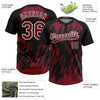 Maxcorners Custom Black Crimson-Cream Splatter Torn Sharp Brush Stroke Two-Button Unisex Softball Jersey LM2605