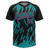 Maxcorners Custom Black Teal-Pink Splatter Torn Sharp Brush Stroke Two-Button Unisex Softball Jersey LM2605