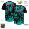 Maxcorners Custom Black Aqua-Pink Splatter Torn Sharp Brush Stroke Two-Button Unisex Softball Jersey LM2605