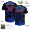 Maxcorners Custom Black Thunder Blue-Orange Splatter Torn Sharp Brush Stroke Two-Button Unisex Softball Jersey LM2605