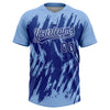 Maxcorners Custom Light Blue Royal-White Splatter Torn Sharp Brush Stroke Two-Button Unisex Softball Jersey LM2605