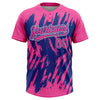 Maxcorners Custom Pink Royal-White Splatter Torn Sharp Brush Stroke Two-Button Unisex Softball Jersey LM2605