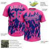 Maxcorners Custom Pink Royal-White Splatter Torn Sharp Brush Stroke Two-Button Unisex Softball Jersey LM2605