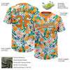 Maxcorners Custom White Bay Orange-Kelly Green Hawaii Fruit Orange Two-Button Unisex Softball Jersey LM2605