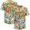 Maxcorners Custom White Bay Orange-Kelly Green Hawaii Fruit Orange Two-Button Unisex Softball Jersey LM2605