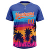 Maxcorners Custom Royal Orange-White Tropical Hawaii Palm Trees Two-Button Unisex Softball Jersey LM2605