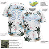 Maxcorners Custom White Light Blue Tropical Hawaii Palm Trees And Flamingo Two-Button Unisex Softball Jersey LM2605