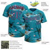 Maxcorners Custom Teal Black-Pink Tropical Hawaii Palm Trees And Flamingo Two-Button Unisex Softball Jersey LM2605