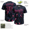 Maxcorners Custom Black Pink Tropical Hawaii Palm Leaves And Flamingo Two-Button Unisex Softball Jersey LM2605
