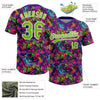 Maxcorners Custom Graffiti Pattern Neon Green-White Vibrant Multi-Color Street Style Two-Button Unisex Softball Jersey LM2605