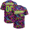 Maxcorners Custom Graffiti Pattern Neon Green-White Vibrant Multi-Color Street Style Two-Button Unisex Softball Jersey LM2605