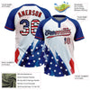 Maxcorners Custom White USA Flag Royal Red-Black American Flag Two-Button Unisex Softball Jersey LM2605