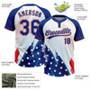 Maxcorners Custom White Royal-Red American Flag Two-Button Unisex Softball Jersey LM2605