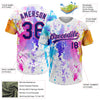Maxcorners Custom White Royal-Pink Watercolor Spalsh Two-Button Unisex Softball Jersey LM2605
