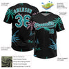 Maxcorners Custom Black Teal-White Hawaii Palm Trees Two-Button Unisex Softball Jersey LM2605