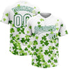 Maxcorners Custom White Kelly Green St.Patrick's Day Shamrock 3D Pattern Design Two-Button Unisex Softball Jersey LM2605