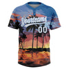 Maxcorners Custom Light Blue White Hawaii Palm Trees Two-Button Unisex Softball Jersey LM2605