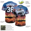 Maxcorners Custom Light Blue White Hawaii Palm Trees Two-Button Unisex Softball Jersey LM2605