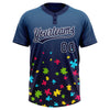 Maxcorners Custom Navy White Puzzle 3D Pattern Design Two-Button Unisex Softball Jersey LM2605
