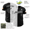 Maxcorners Custom Black White-Black Pinstripe Authentic Split Fashion Baseball Jersey LM2605