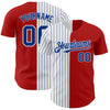 Maxcorners Custom Red White-Royal Pinstripe Authentic Split Fashion Baseball Jersey LM2605