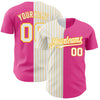Maxcorners Custom Pink White-Gold Pinstripe Authentic Split Fashion Baseball Jersey LM2605