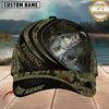 Maxcorners Fishing Black Olive Woodland Wave Customized Name 3D Cap