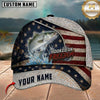 Maxcorners Patriotic American Flag Hooked On Freedom Customized Name Fishing Cap