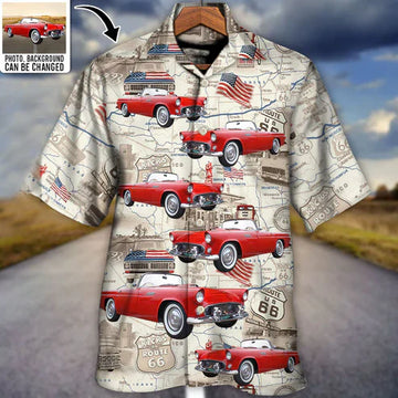 Route 66 Car Racing Love Road Custom Photo - Hawaiian Shirt - Personalized Photo Gifts, Idea Gift for Men Summer