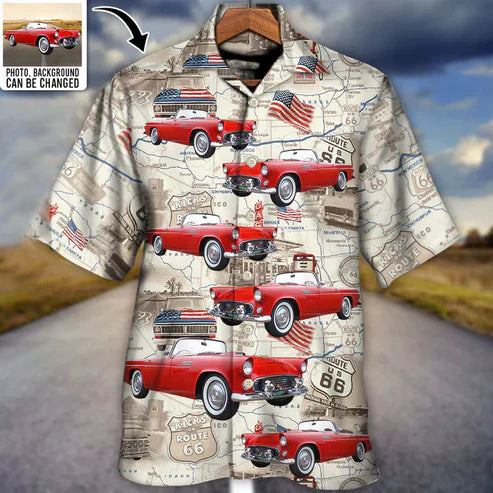 Route 66 Car Racing Love Road Custom Photo - Hawaiian Shirt - Personalized Photo Gifts, Idea Gift for Men Summer