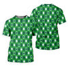 Maxcorners Green And White Lucky Four Leaf Clover Argyle Pattern St Patrick's Day Golf Shirt, Women's Golf Tops