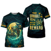 Maxcorners The Struggle Is Real But So Is The Reward Horror Fishing SPF Shirt For Men, Men's Fishing Shirts Long Sleeve